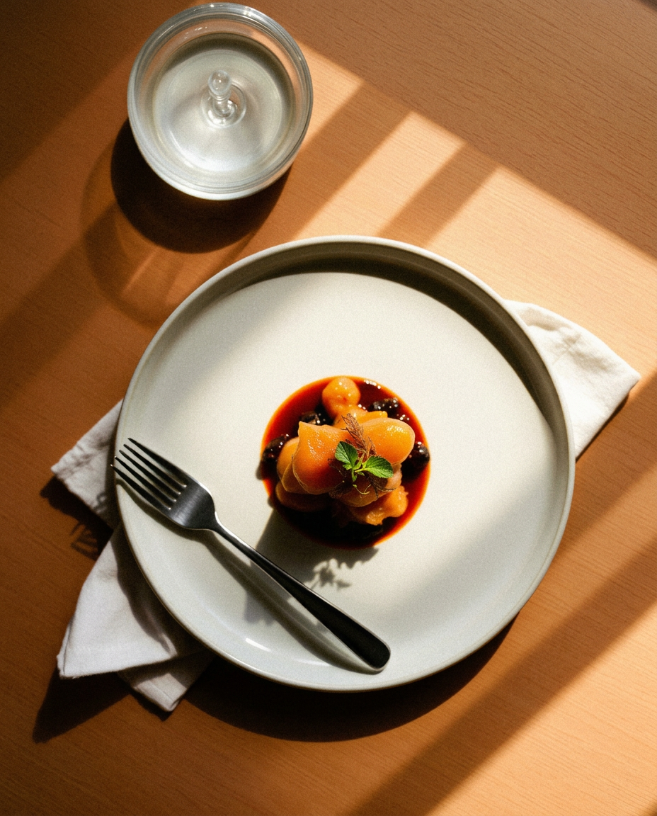 A plated dish in a home kitchen setting